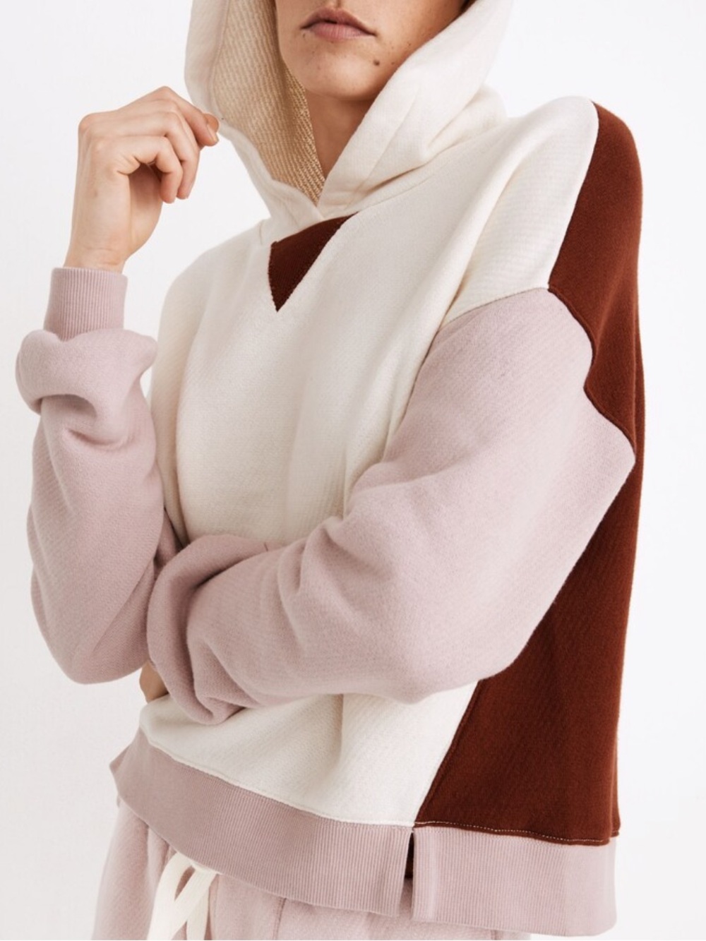 Madewell MWL Airyterry Colorblock Hoodie Sweatshirt Lounge Casual Athleisure S